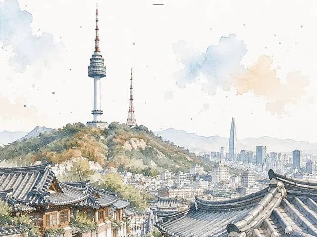 Minimalist watercolor travel poster illustration of Location