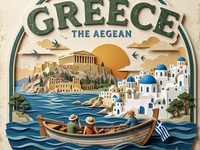 Create a premium collectible vintage travel poster badge