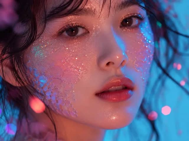 Ultra-realistic cinematic beauty portrait of a young East