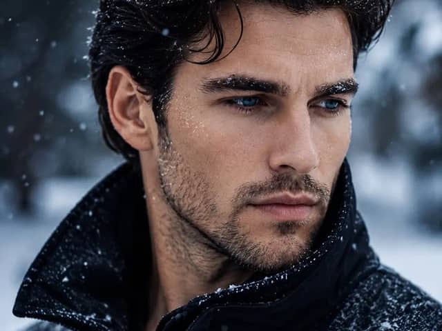 Create an ultra-realistic 8K cinematic winter portrait