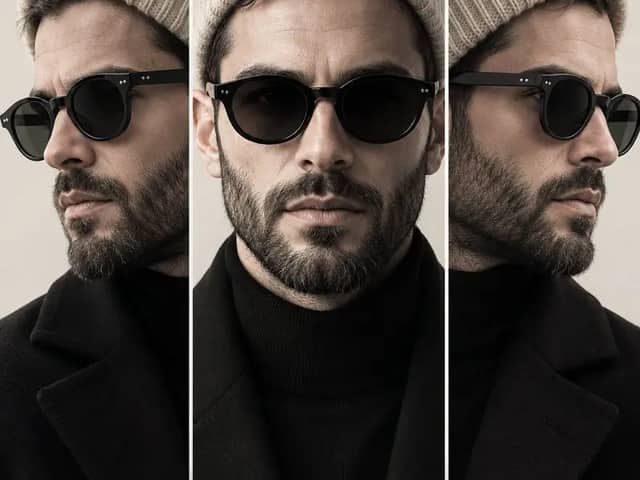 A high-fashion editorial portrait of the same young man