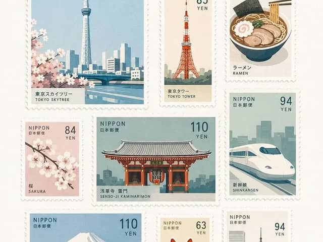 Create a premium commemorative postage-stamp collection
