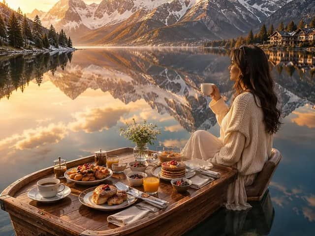 Create an ultra-realistic cinematic luxury travel photograph