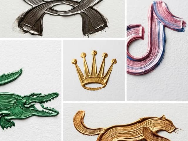 Ultra-realistic macro photograph of a Logo created