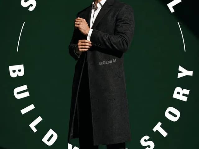Full-body studio shot of an American white man with sharp