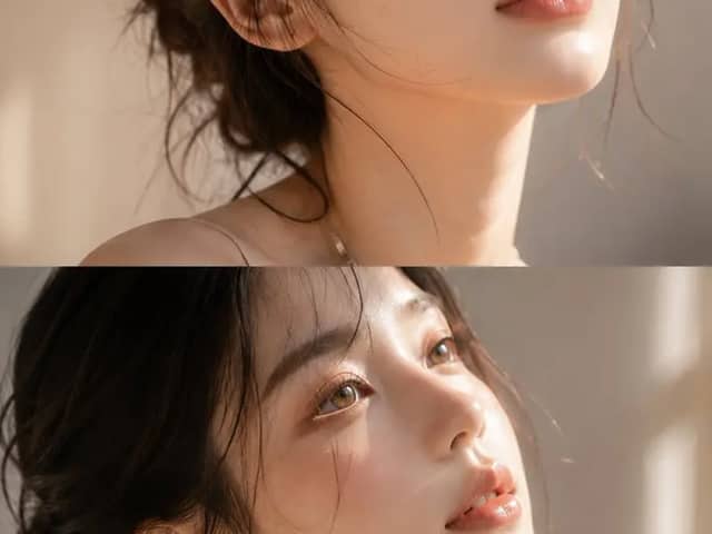 An ultra-realistic luxury beauty editorial close-up portrait