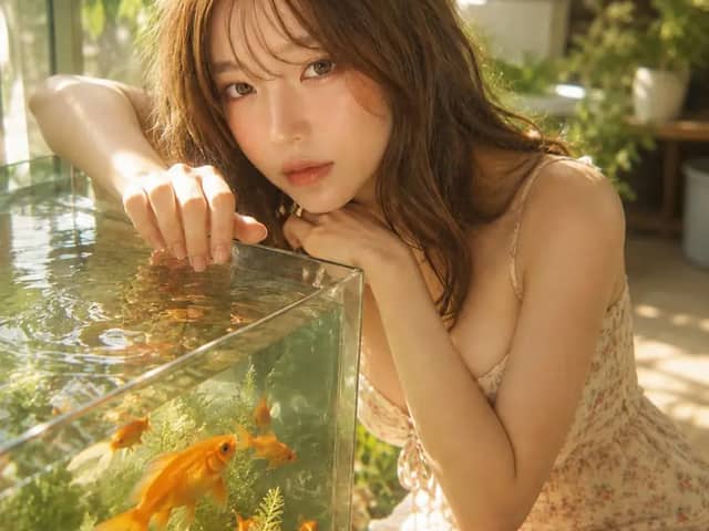 金魚鉢に触れる午後