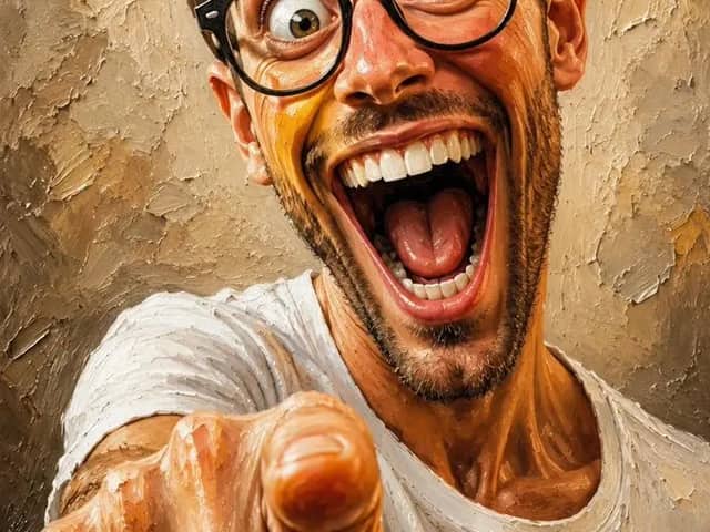 Create an ultra-funny exaggerated caricature portrait