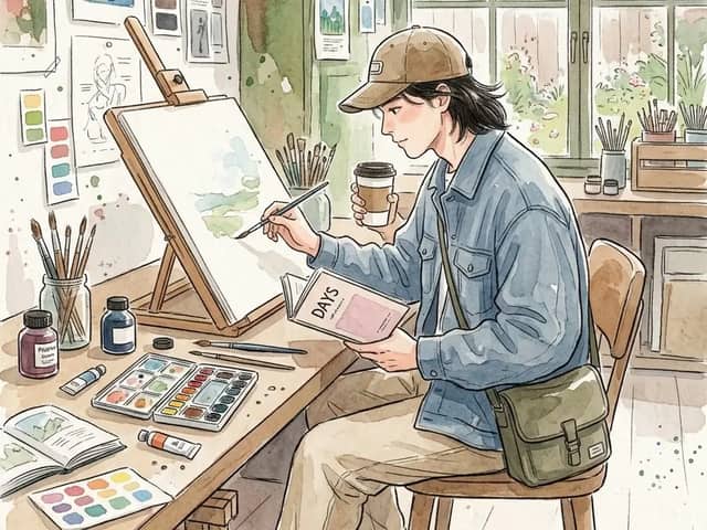Minimalist watercolor illustration on textured handmade