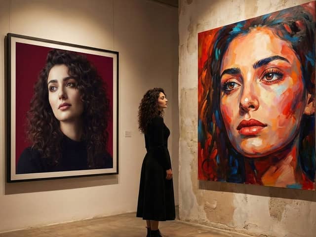 Cinematic Gallery Interior: Realism vs. Abstraction