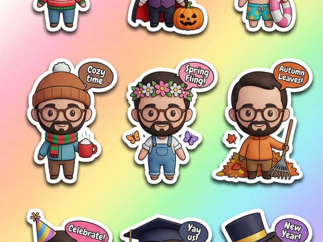 3D Kawaii Seasonal Sticker Sheet
