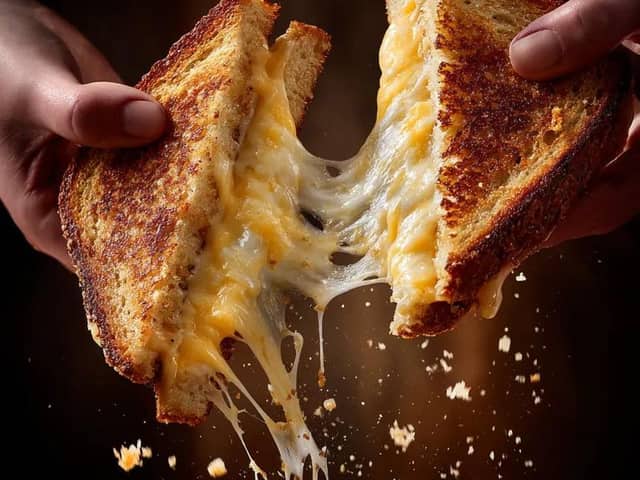 Cinematic Grilled Cheese Action Photo