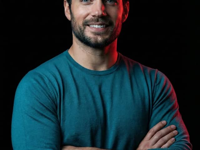 Cinematic studio portrait with exact facial match
