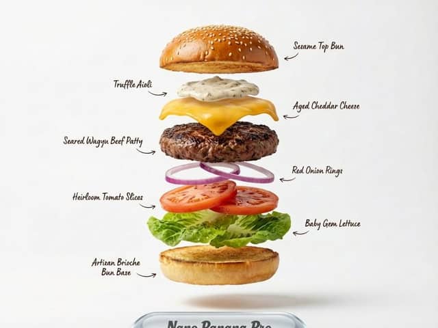 Exploding food photography prompt for Nano Banana Pro