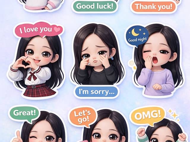 Generate chibi stickers with various poses and expressions