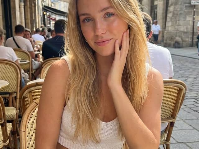 iPhone-Style Close-Up Portrait at European Cafe