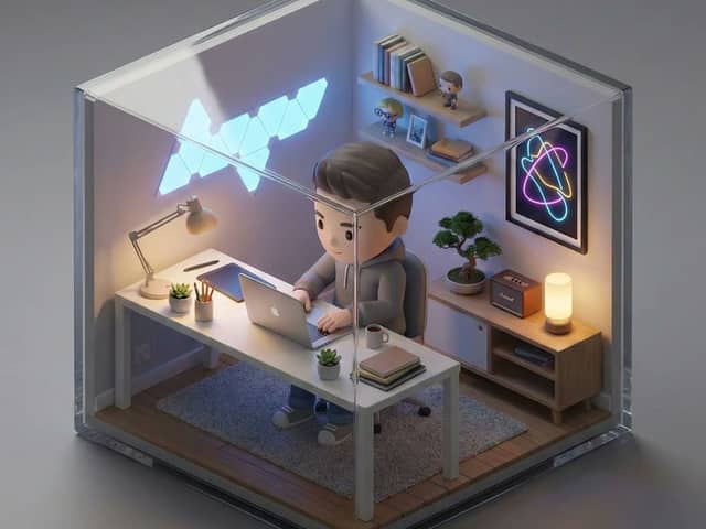 Isometric 3D Miniature Room with Chibi Character