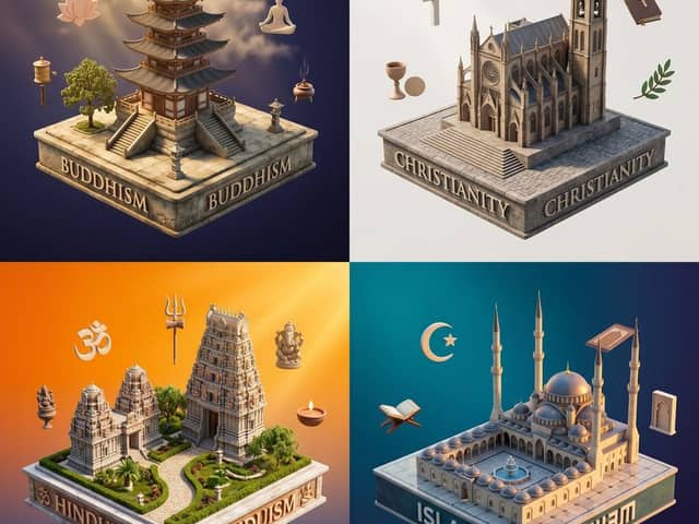 Lưới Diorama Tôn giáo dạng Isometric