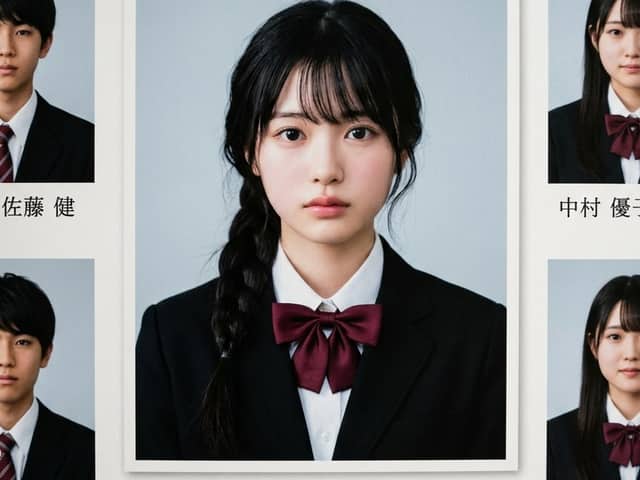 Retrato de Anuário do Ensino Médio Japonês