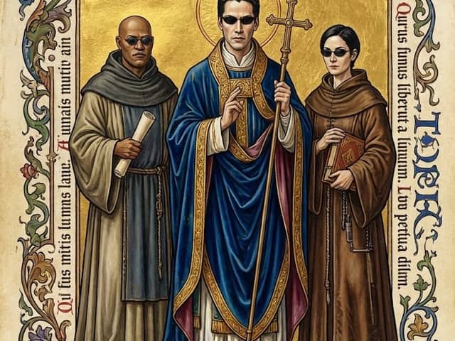 Medieval Illuminated Manuscript of The Matrix Characters