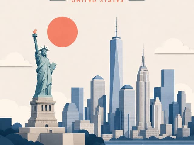 Minimalist Layered Travel Poster Illustration