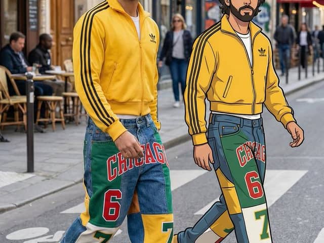 Mixed Media Y2K Street Style with Cartoon Companion