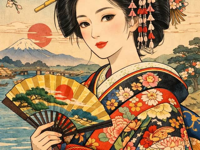Modern Ukiyo-e Style Beauty Illustration