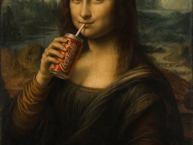 Kola İçen Mona Lisa Yağlı Boya Tablosu
