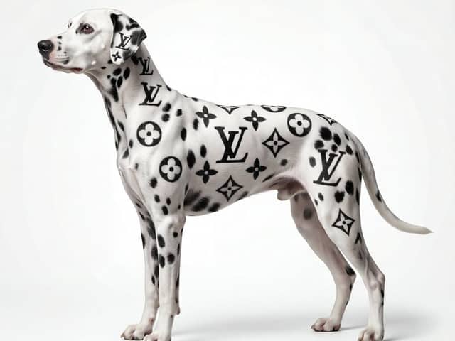Museum-Quality Animal Portrait with Integrated Luxury Brand Pattern
