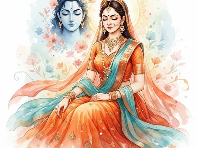 Mythological Radha-Krishna Fantasy Art Prompt