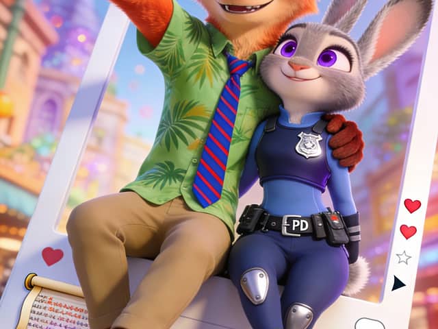 Nick and Judy Xiaohongshu-Style Fourth-Wall-Breaking Selfie