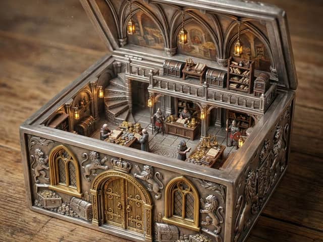 Diorama Hộp Trang Trí Căn Phòng Đếm Tiền Kho Bạc Hoàng Gia