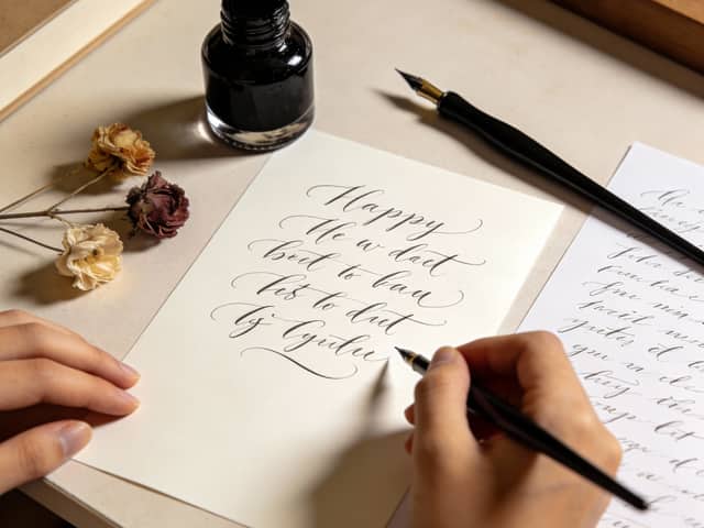 Overhead Calligraphy Crafting Shot