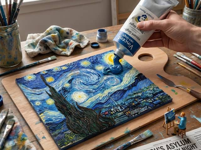 Paint Tube Squeeze: Starry Night in 3D Relief