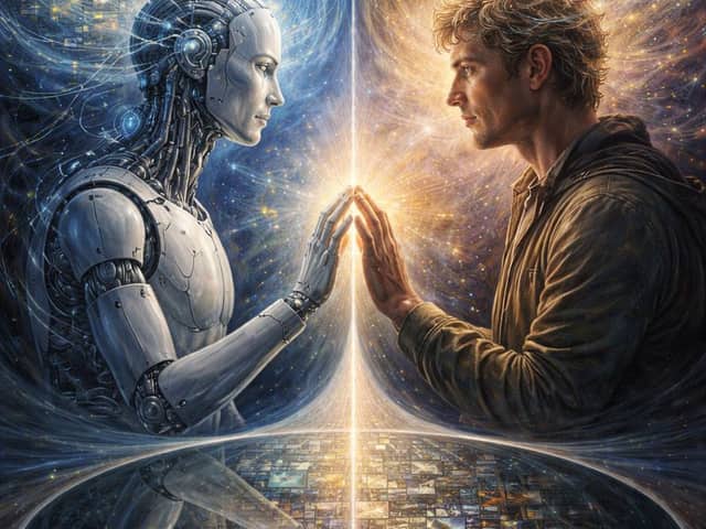 Philosophical AI Reflection Painting Prompt