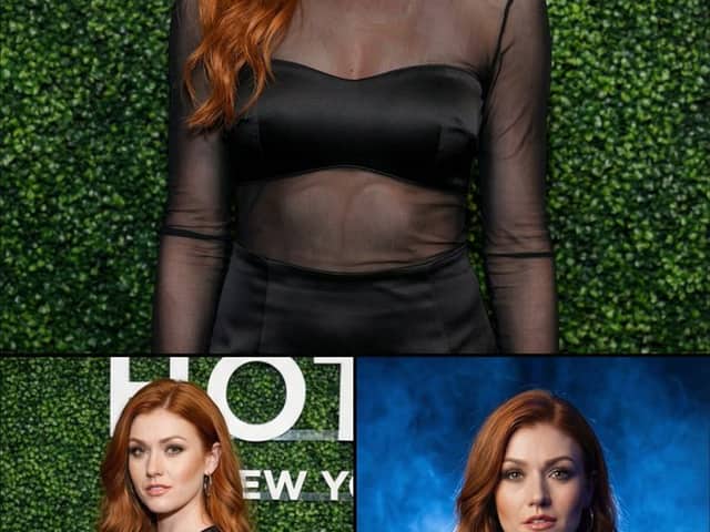 Photorealistic Vertical Collage of a Woman in Black Dress