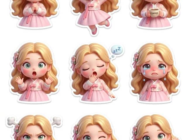 Planche de stickers chibi style Pixar