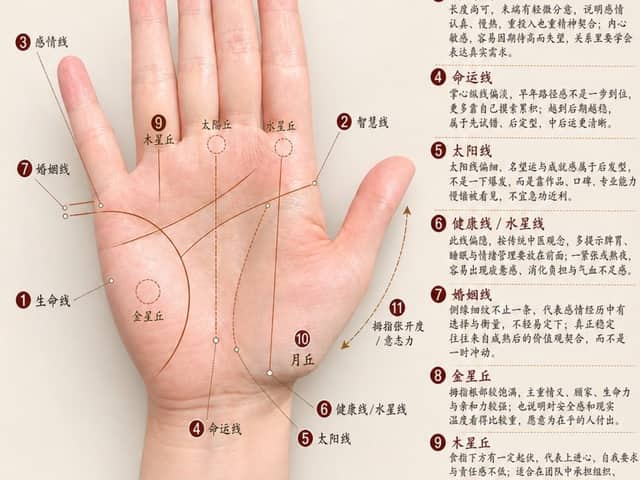 Gráfico Profissional de Análise de Quiromancia Chinesa