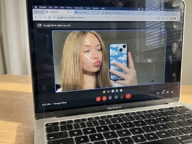 Raw Photo of MacBook Screen During Google Meet Selfie