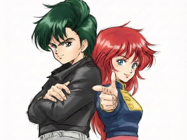 Persone reali che si trasformano in personaggi dei fumetti in una città futuristica
