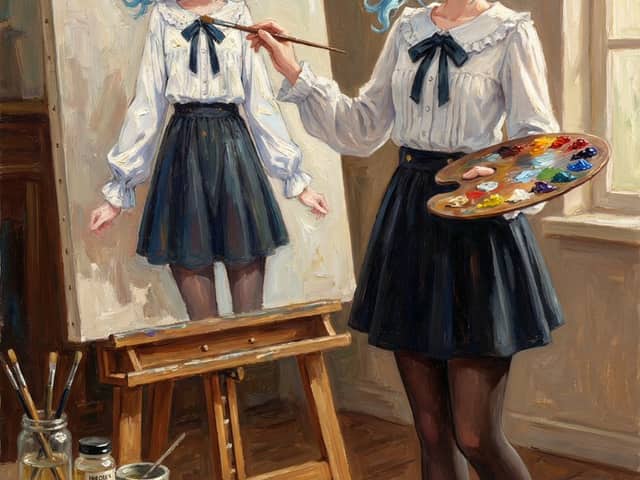 Reference Character Painting Self-Portrait in Oil Style
