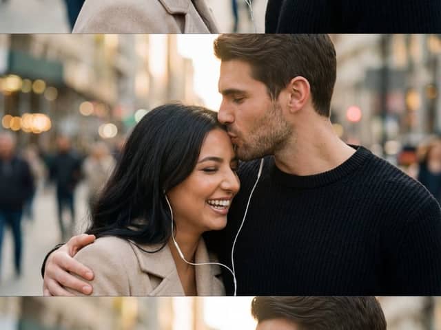 Romantic Cinematic Triptych with Shared Earphones