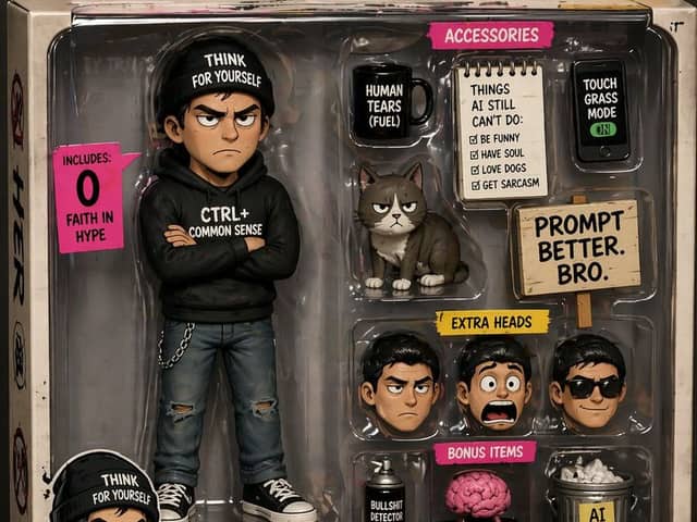 Action figure satirica dell'hater dell'IA