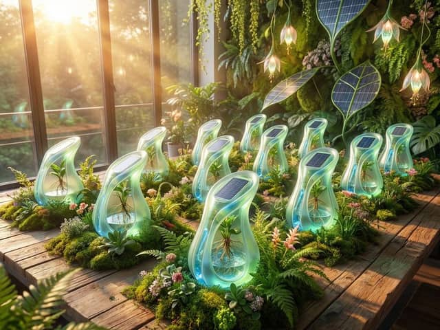 Solarpunk Product Showcase with Bioluminescence