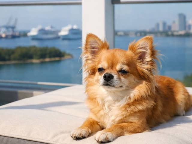 Structured Photorealistic Chihuahua on Balcony