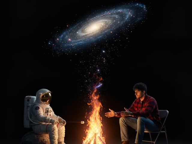 Surreal Campfire in Cosmic Void