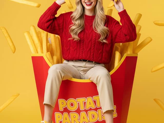 Surreal Commercial Photography: Woman in Giant French Fry Carton