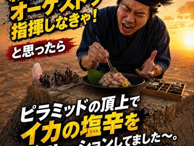Miniature surréaliste de mème japonais à la pyramide