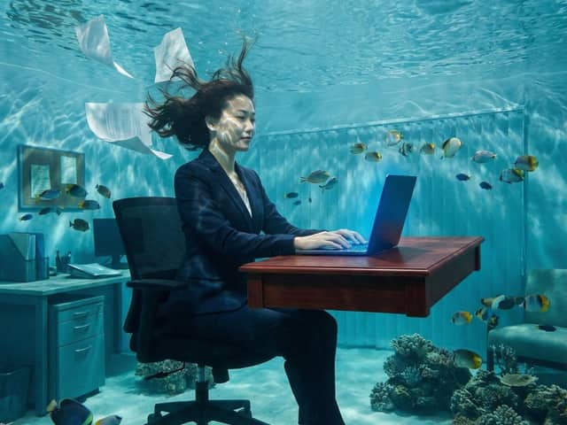 Surreal Underwater Office Scene Prompt