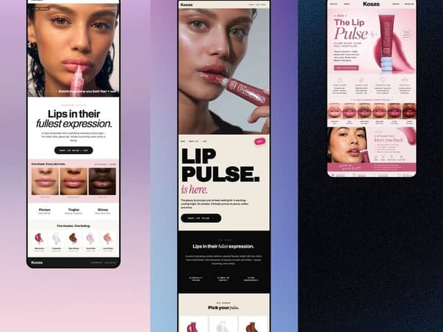 Trois landing pages mobiles pour la beauté